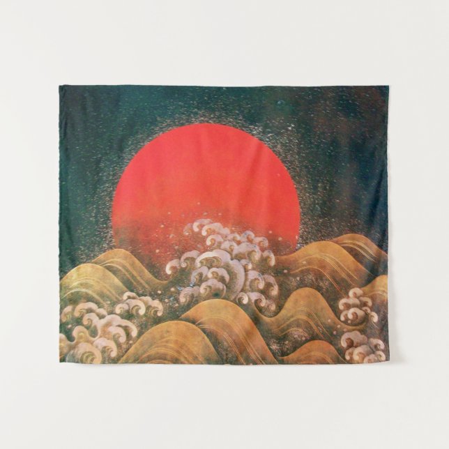 Tenture AMETERASU, SUN GODDESS Rouge Brown Noir (Devant (Horizontal))