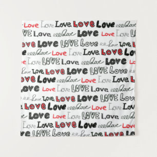 Tenture Amour motif sans couture. Love écriture manuscrite