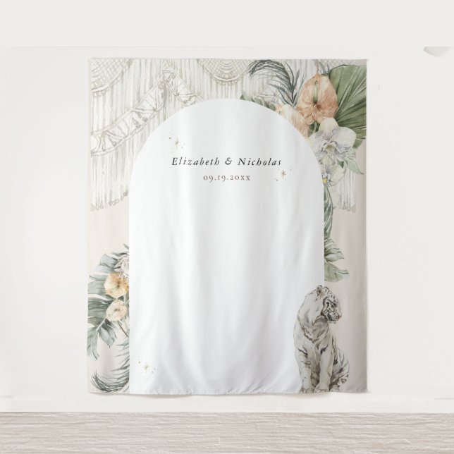 Tenture Amour sauvage | Booth Photo Boho Macrame Greenery (Devant)