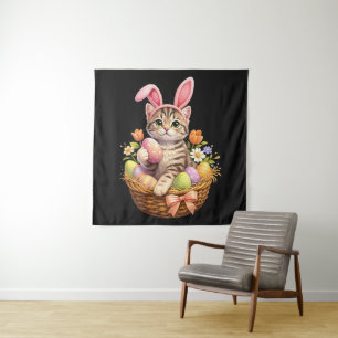 Tenture Amoureux de chatons mignons Joyeuses Pâques Chat