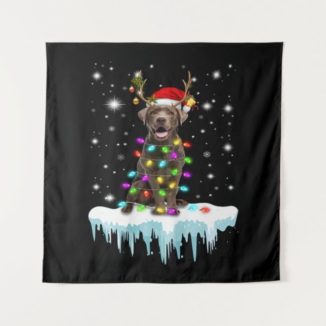 Tenture Amoureux des chiens| Chocolat Labrador Christmas L (Devant)
