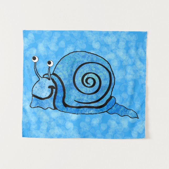 Tenture Amusant Bon Escargot Bleu Clair (Devant (Horizontal))