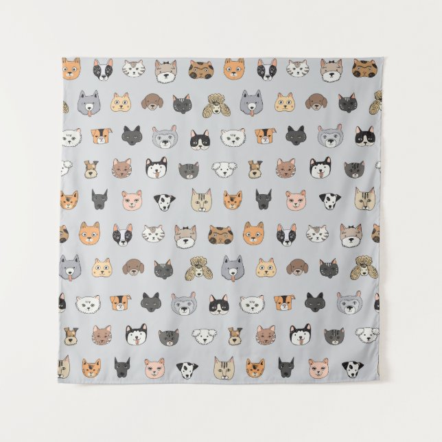 Tenture Amusement animal : Chiens de chats Doodle Mix (Devant)