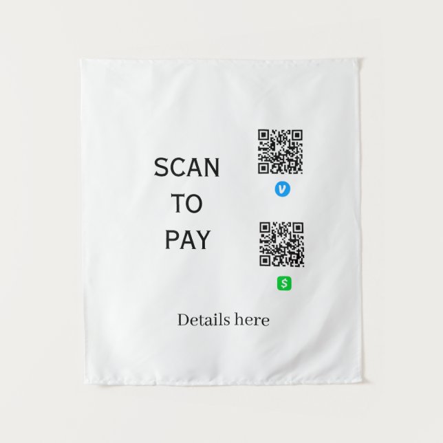 Tenture analyser pour payer les détails du code QR de Venm (Devant)