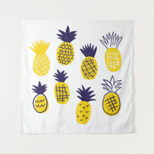 Tenture Ananas minimalistes, design abstrait coloré.