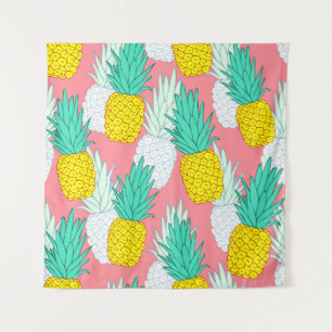 Tenture Ananas Tropical : Rouge Cartoon Chic.
