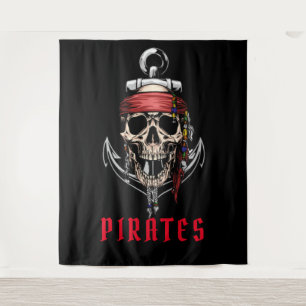 Tenture Ancre Halloween Pirate Skull Cross Bones