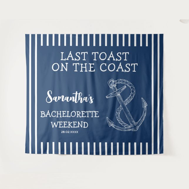 Tenture Ancre nautique Bachelorette Party Dernier toast (Devant (Horizontal))