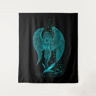 Tenture Angel perdu en amour, noir et vert Design