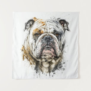 Tenture Anglais Bulldog Portrait Animal Peinture Faune