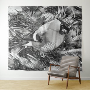 Tenture AnimalArtBW_Bird 001 -Bullfinch