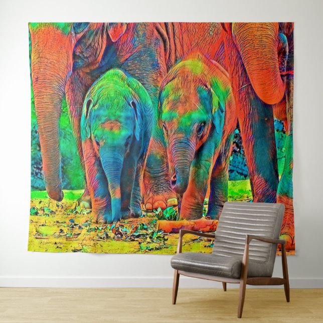 Tenture AnimalColor_Elephant_001 (En situation (horizontale))