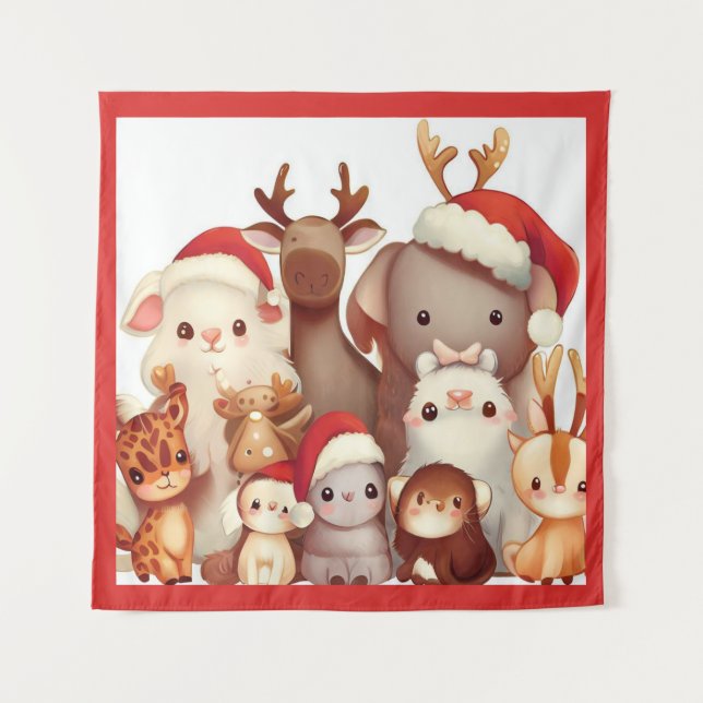 Tenture Animaux de Noël 3 (Devant)