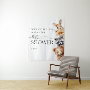 Tenture Animaux des bois Baby shower moderne