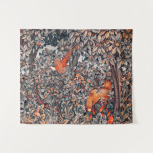 Tenture ANIMAUX FORESTIERS Pheasant, Renard rouge, Floral 