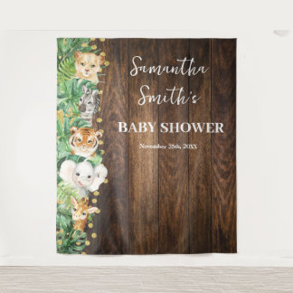 Tenture Animaux sauvages Bienvenue Baby shower Rustique Sa
