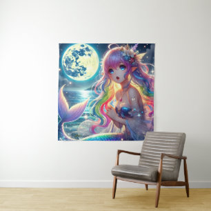 Tenture Anime Girl chanter Moonlight Pixie Rainbow Mermaid
