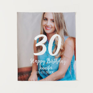 Tenture anniversaire 30 ans ajouter nom date année photo b