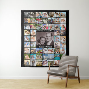 Tenture Anniversaire 55 Collage de photos Souvenirs Toile
