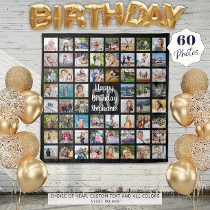 Tenture Anniversaire 60 Photo Collage personnalisé