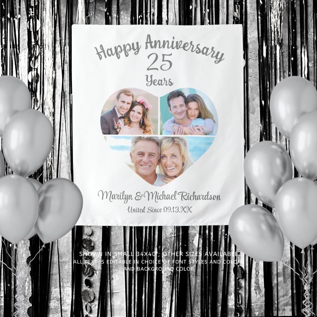 Tenture Anniversaire Coeur 3 Photo Collage Couleur personn (Créateur téléchargé)
