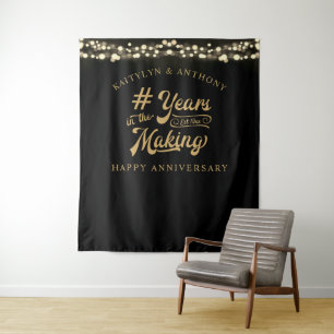 Tenture Anniversaire DES ANNÉES DE TRAVAIL Black Gold Ligh