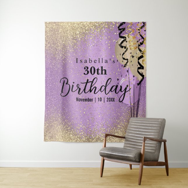 Tenture Anniversaire Fleur de Lavande Violette et Paillett
