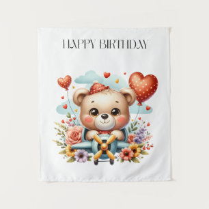 Tenture Anniversaire Pilote Ours en Peluche