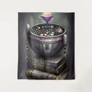 Tenture Antique Steampunk Cauldron   Pile de Spellbooks