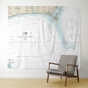 Tenture Approches du cap Fear River Graphique nautique 115