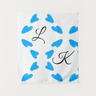 Tenture Aquarelle bleu ciel simple ajoutez votre nom monog