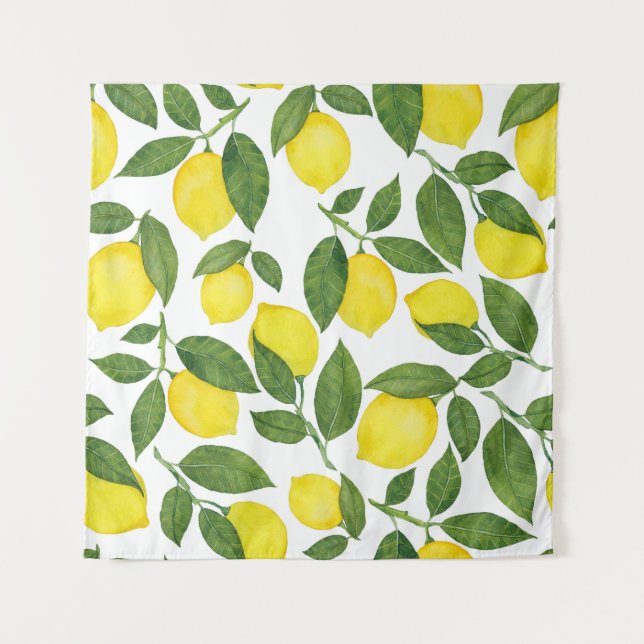 Tenture Aquarelle Citrons : Motif de fruits d'été (Devant)