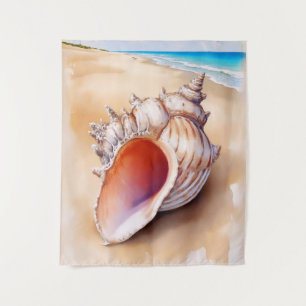 Tenture Aquarelle Conch Shell sur la plage