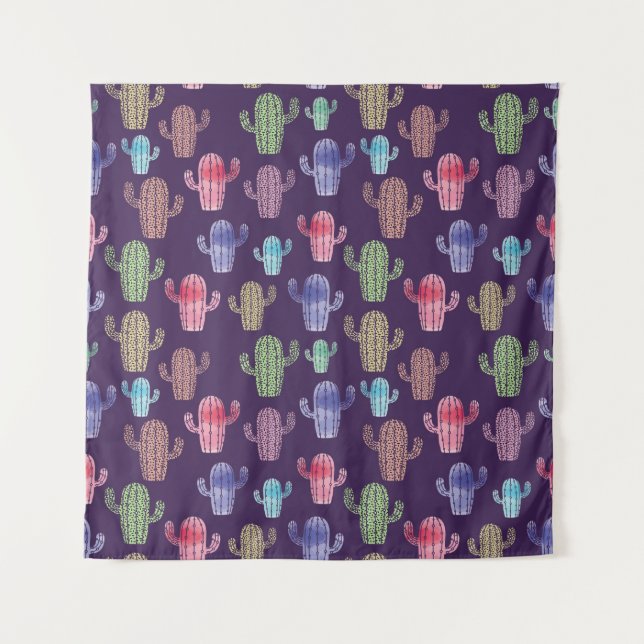 Tenture Aquarelle de cactus tendance tirant en continu mot (Devant)