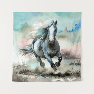 Tenture Aquarelle de cheval de trait majestueux 