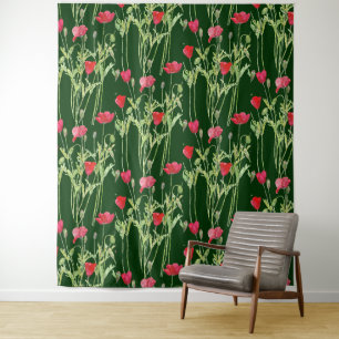 Tenture Aquarelle de coquelicots sauvages