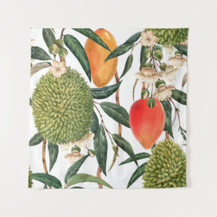 Tenture Aquarelle de durian tropical, motif de mangue.