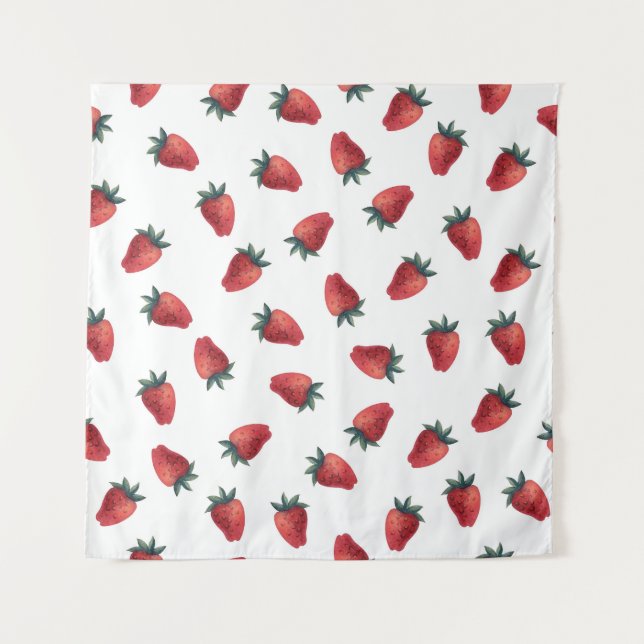 Tenture Aquarelle de fraises : Jouer Motif sans couture (Devant)