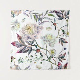 Tenture Aquarelle Elegant Motif sans couture en blanc 