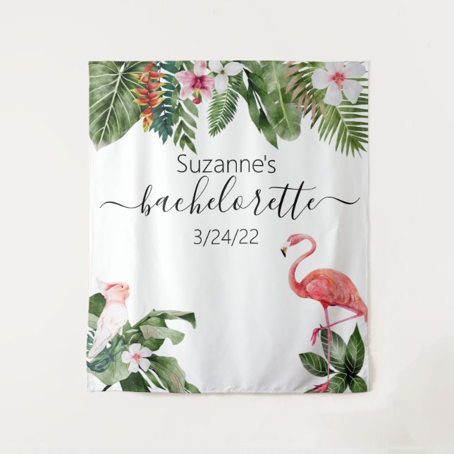 Tenture Aquarelle Flamant rose tropical Bachelorette Tapes (Devant)