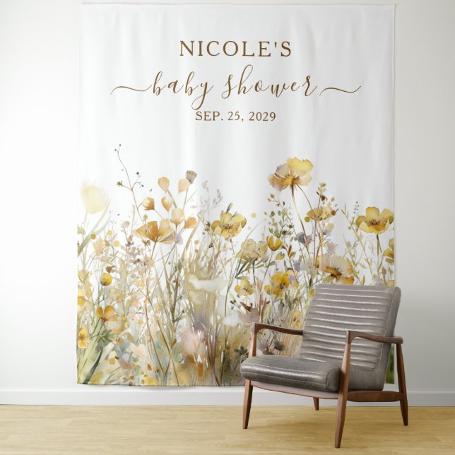 Tenture Aquarelle Fleurs sauvages automne Baby shower arri (En situation)