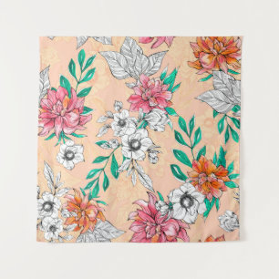 Tenture Aquarelle fleurs tropicales, sans soudure, pa roma