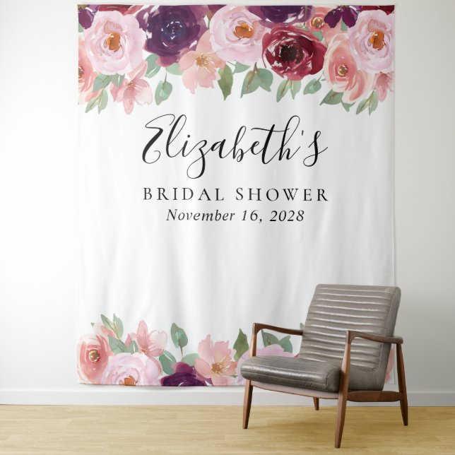 Tenture Aquarelle florale Broussaillée Bourgogne Fête des  (En situation)