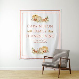 Tenture Aquarelle florale Citrouille de Thanksgiving