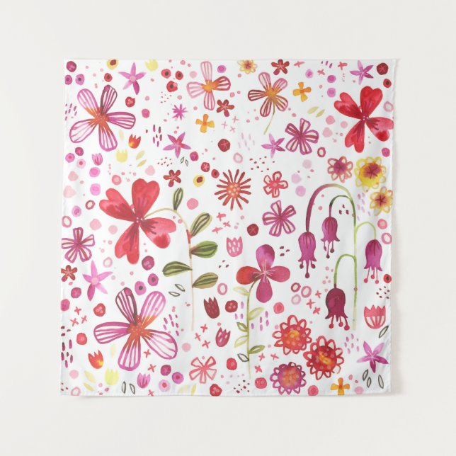 Tenture Aquarelle florale moderne (Devant)