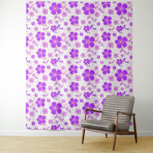 Tenture Aquarelle florale simple impression violet et rose