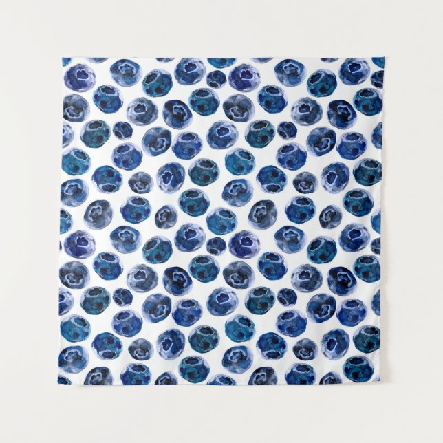 Tenture Aquarelle illustrée bleu ensemble motif (Devant)