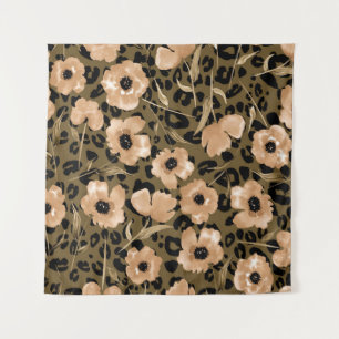 Tenture Aquarelle léopard floral : Motif sans fin