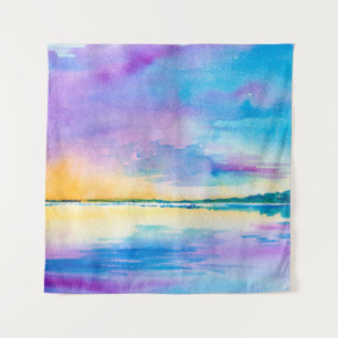 Tenture Aquarelle minimaliste Paysage abstrait : mer, ciel