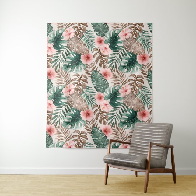 Tenture Aquarelle moderne Boho Tropical Floral (En situation)
